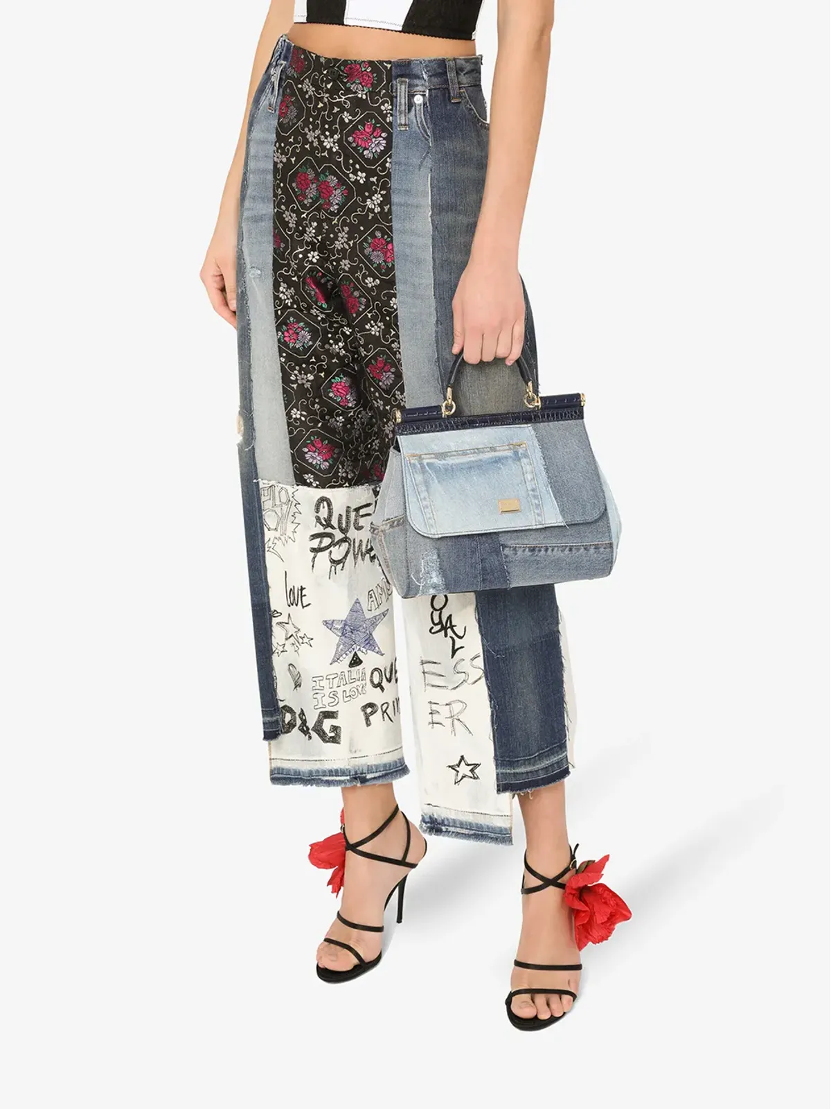 Dolce & Gabbana Sicily パッチワークデニム トートバッグ - 画像5