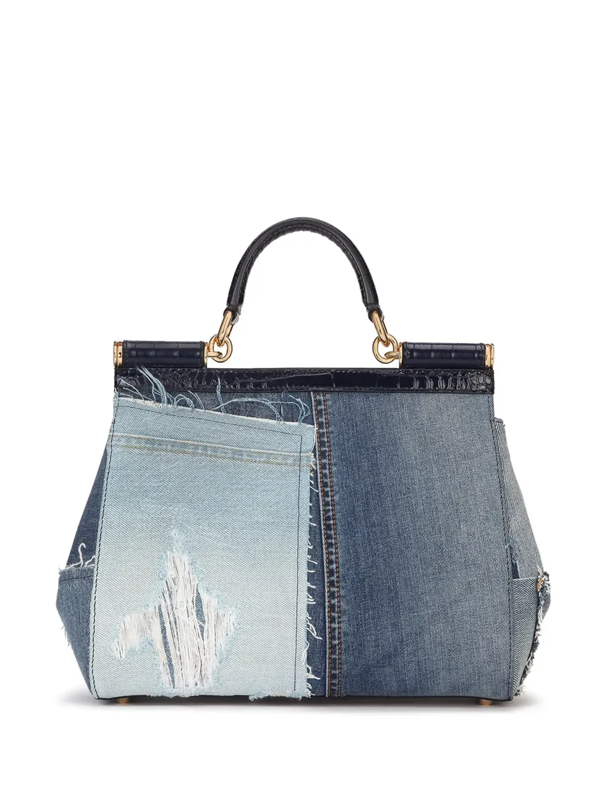 Dolce & Gabbana Sicily パッチワークデニム トートバッグ - 画像2