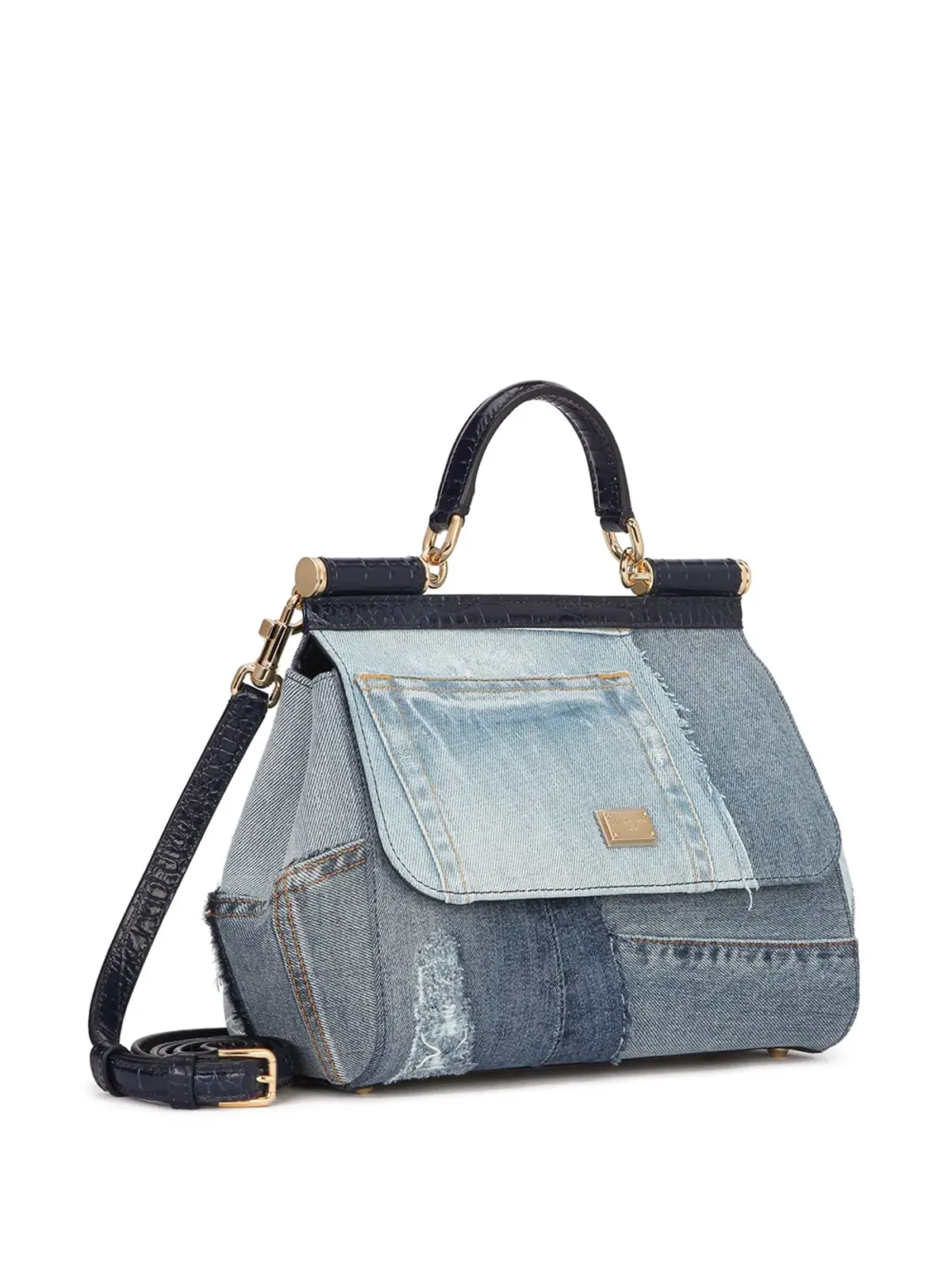 Dolce & Gabbana Sicily パッチワークデニム トートバッグ - 画像3