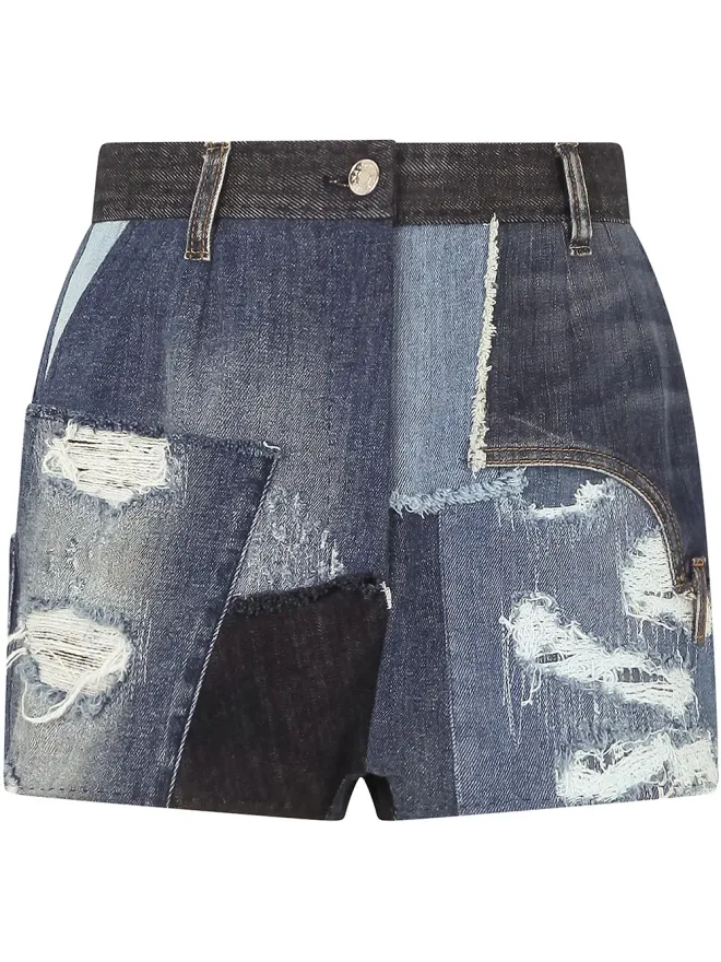 Dolce & Gabbana Dolce & Gabbana ディストレストパッチワークデニムショーツの商品画像