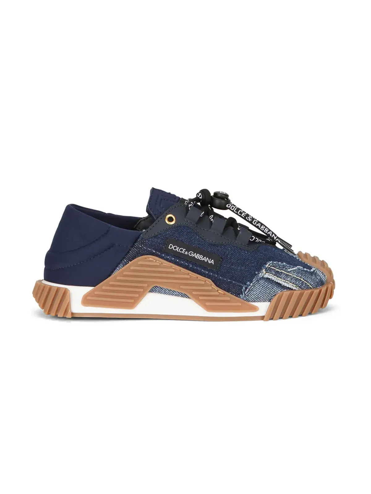Dolce & Gabbana Kids NS1パッチワークデニムスニーカー - ブルー - 画像2