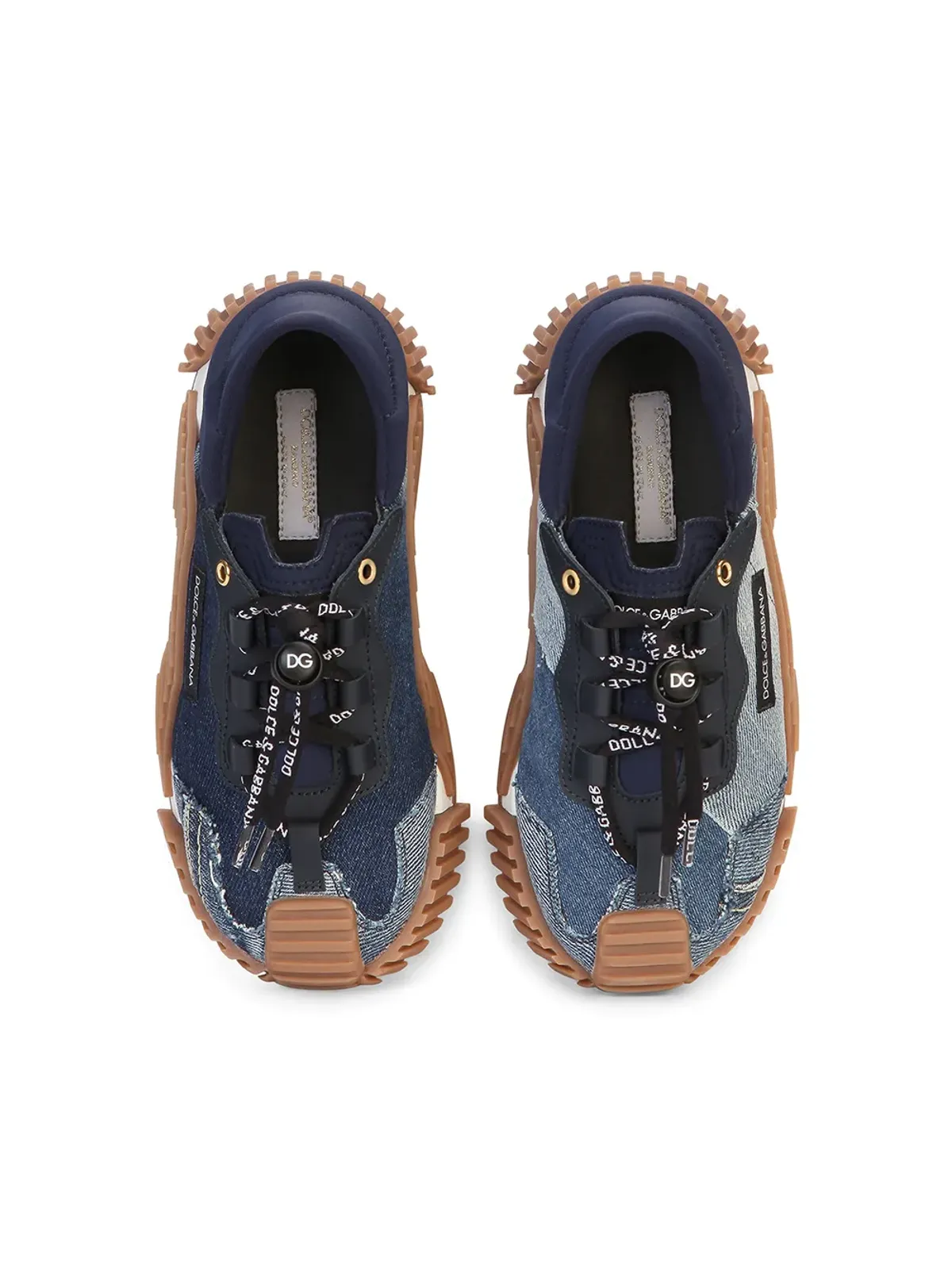 Dolce & Gabbana Kids NS1パッチワークデニムスニーカー - ブルー - 画像4
