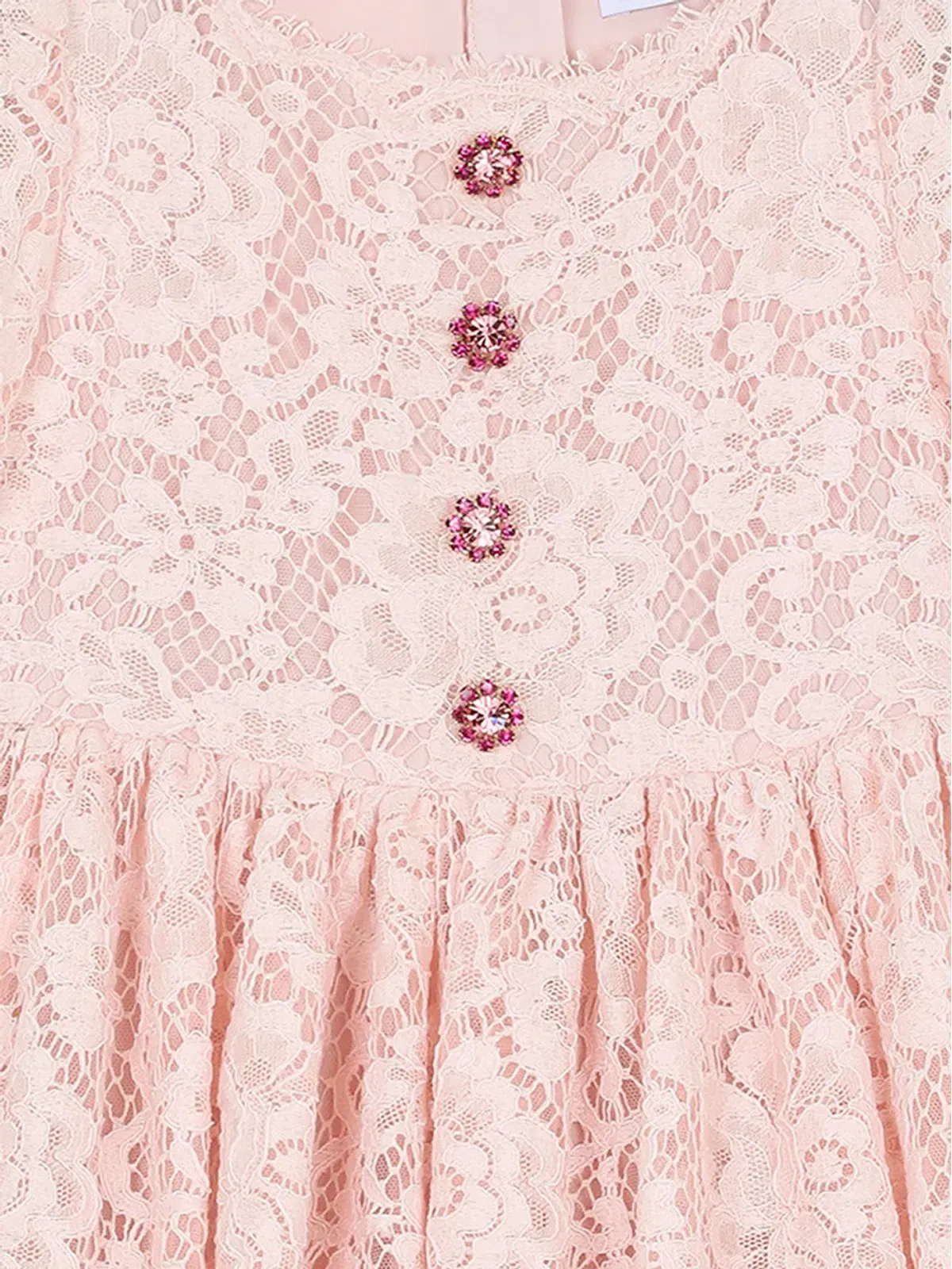 Dolce & Gabbana Kids cordonetto-lace long dress - Pink - 画像3