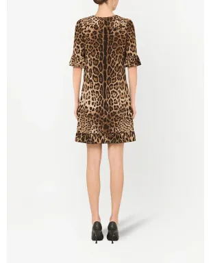 Dolce & Gabbana ヒョウ柄フリルトリム ミニドレス - サムネイル3