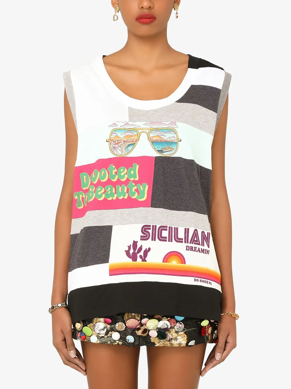 Dolce & Gabbana ミックスプリント タンクトップ - ニュートラル - 画像3