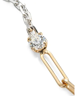 Yvonne Léon 18kt イエローゴールドとホワイトゴールド ソリティア ダイヤモンド ミックス チェーン ブレスレット - サムネイル3