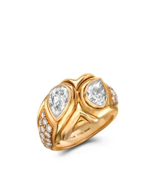 Bvlgari ビンテージ 1980年代 18K イエローゴールド ダイヤモンドリング - サムネイル1
