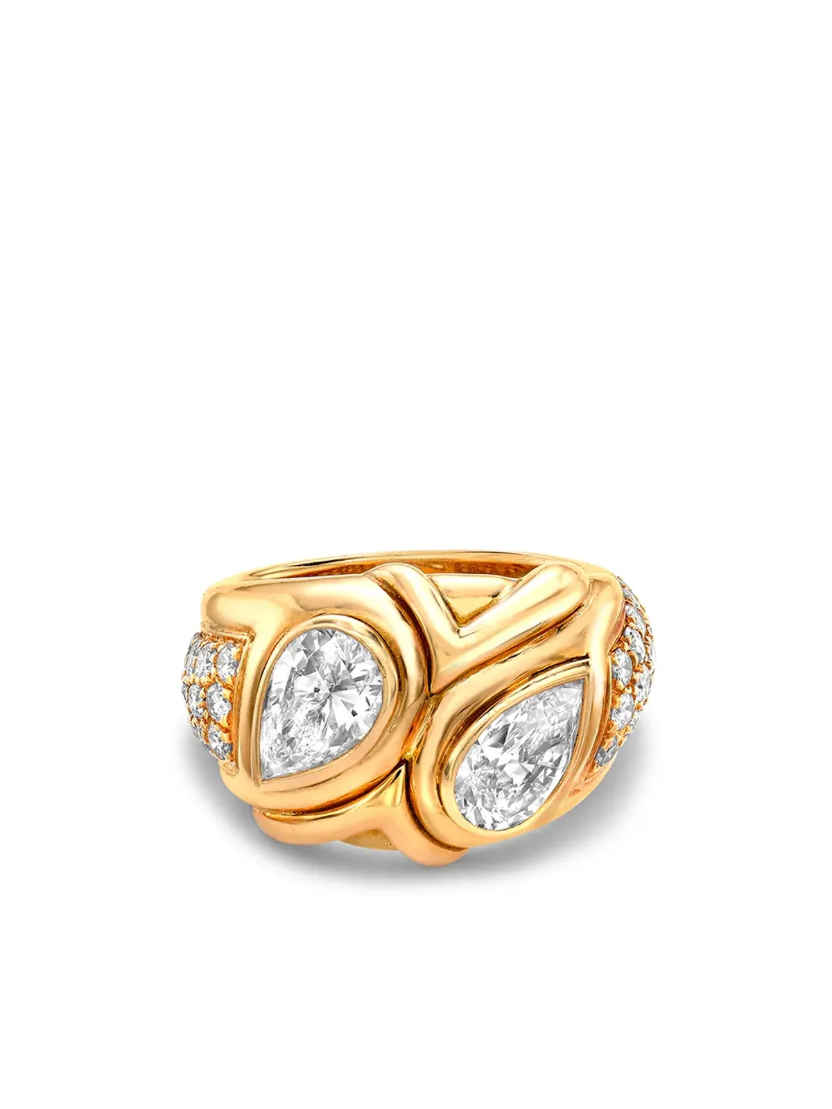 Bvlgari ビンテージ 1980年代 18K イエローゴールド ダイヤモンドリング - 画像2