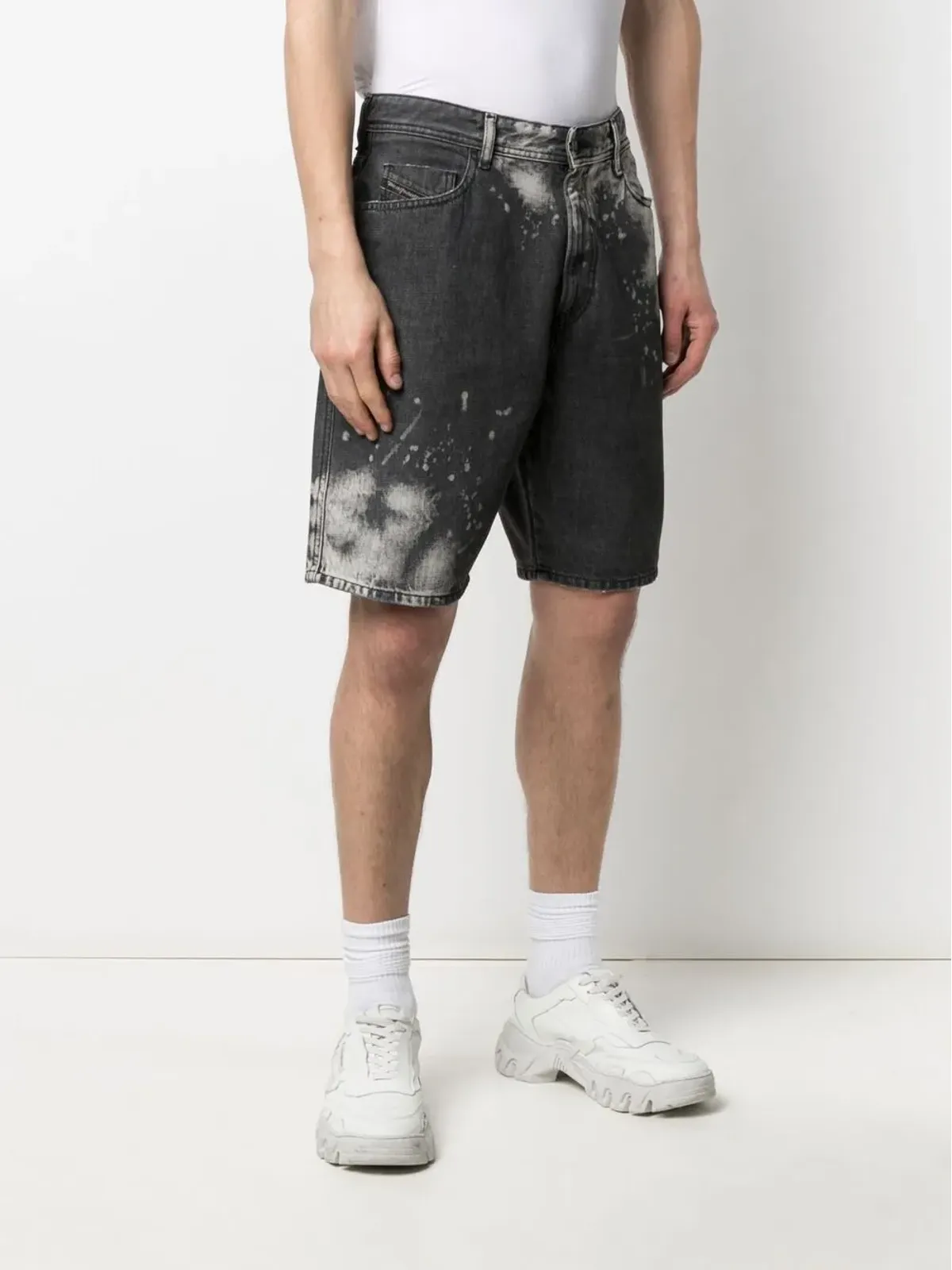 Diesel 染色加工デニムショーツ - グレー - 画像3