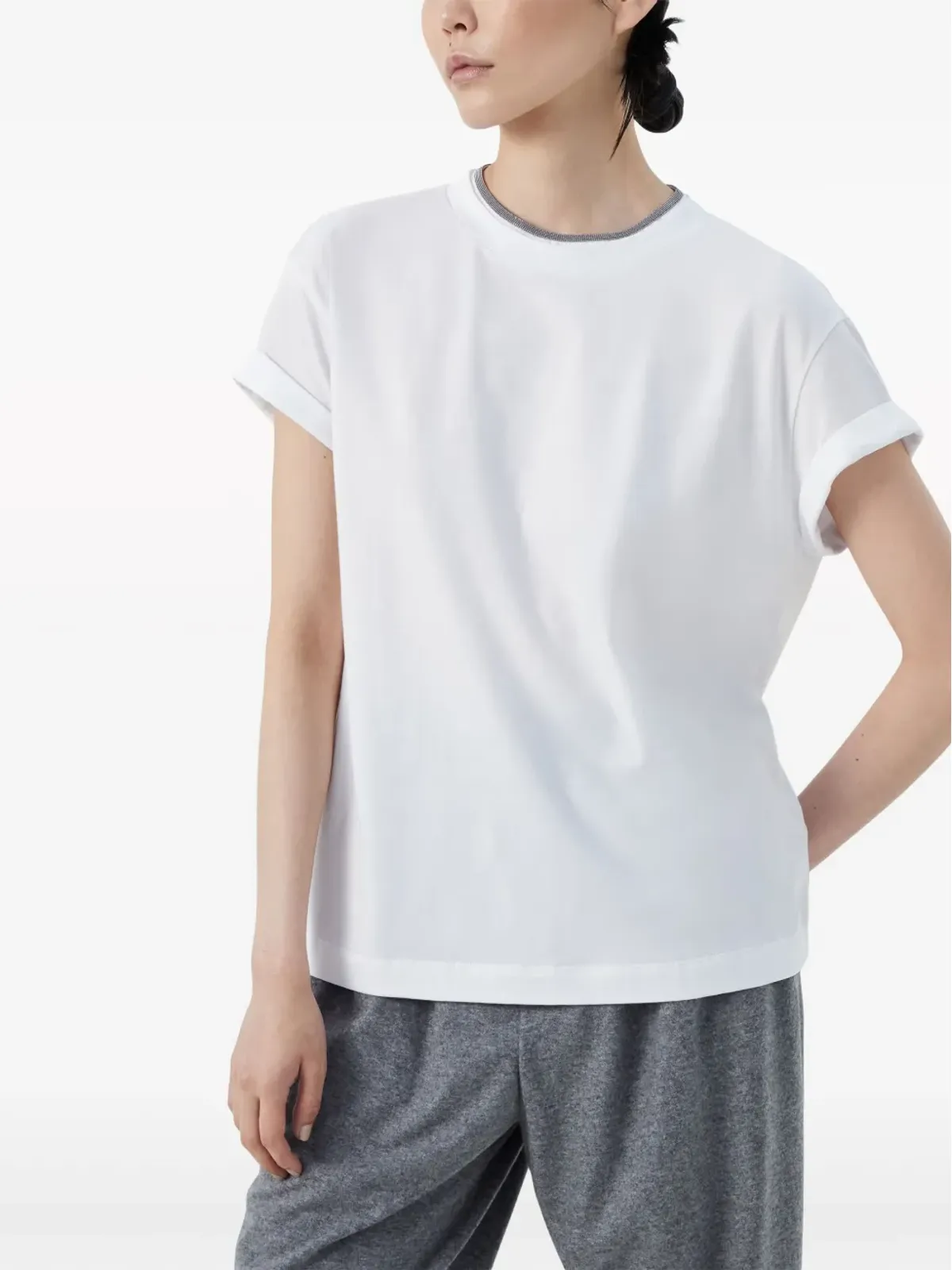 Brunello Cucinelli コントラストトリム Tシャツ - 画像3
