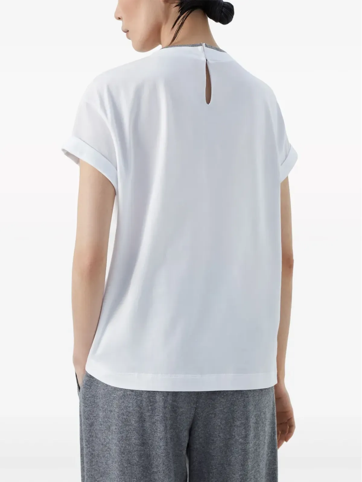 Brunello Cucinelli コントラストトリム Tシャツ - 画像4