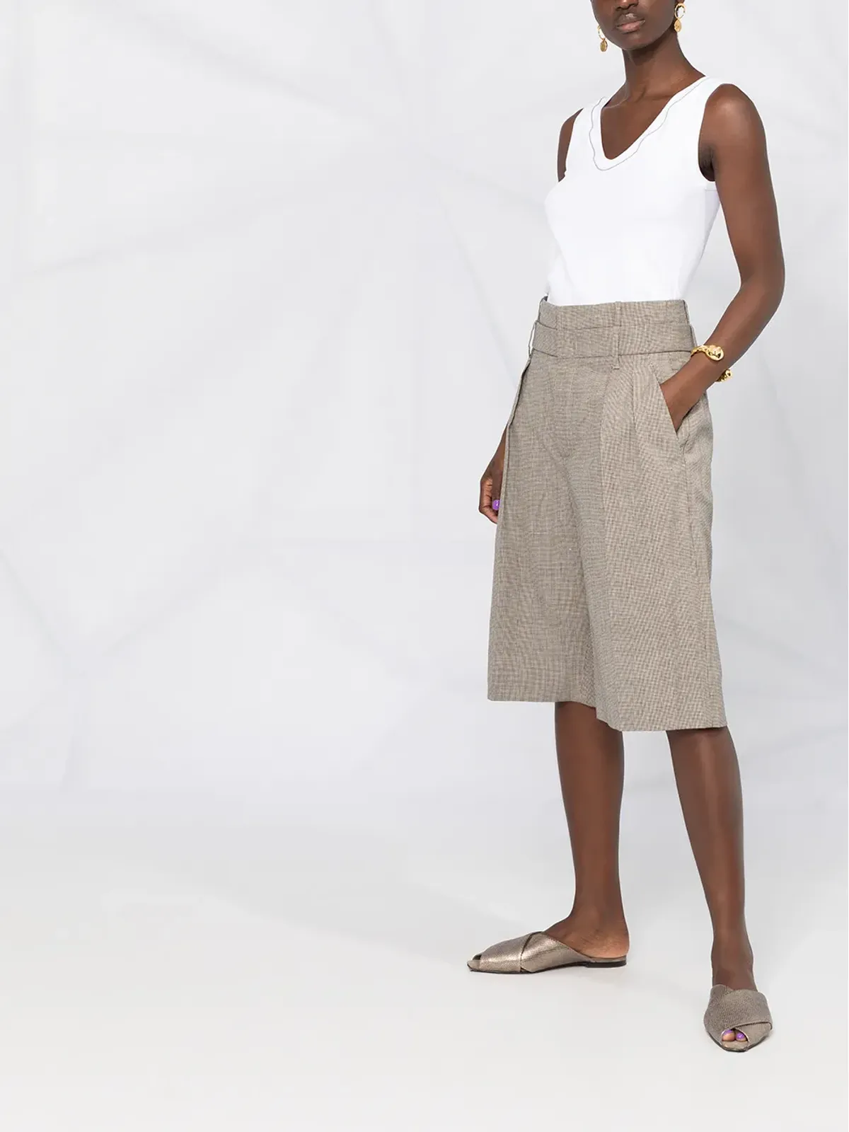 Brunello Cucinelli クリスタルディテール ベストトップ - 画像4