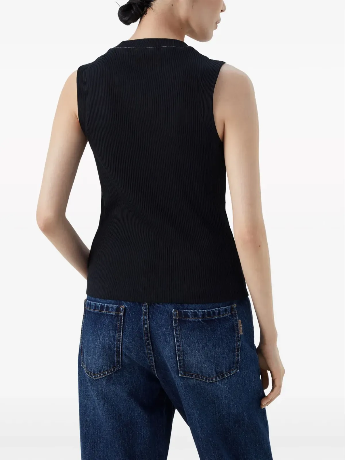 Brunello Cucinelli コントラストステッチ ベストトップ - 画像3
