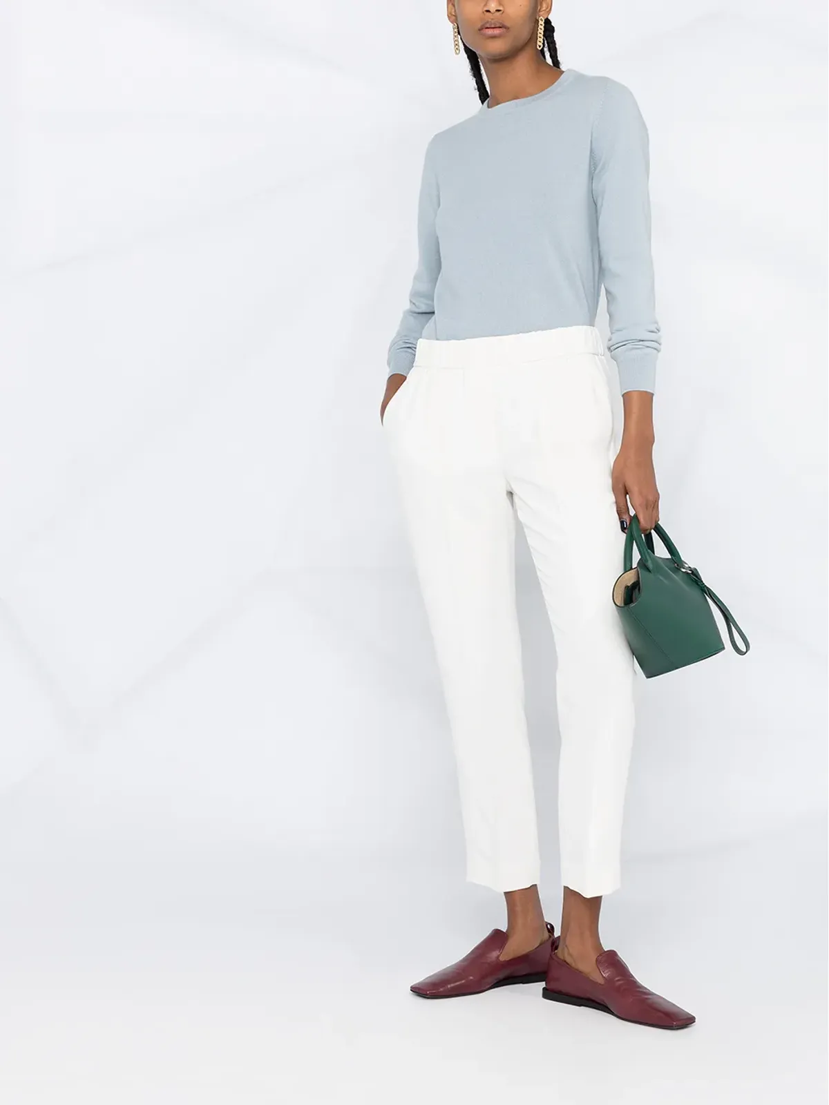 Brunello Cucinelli エラスティックテーパードパンツ - White - 画像2