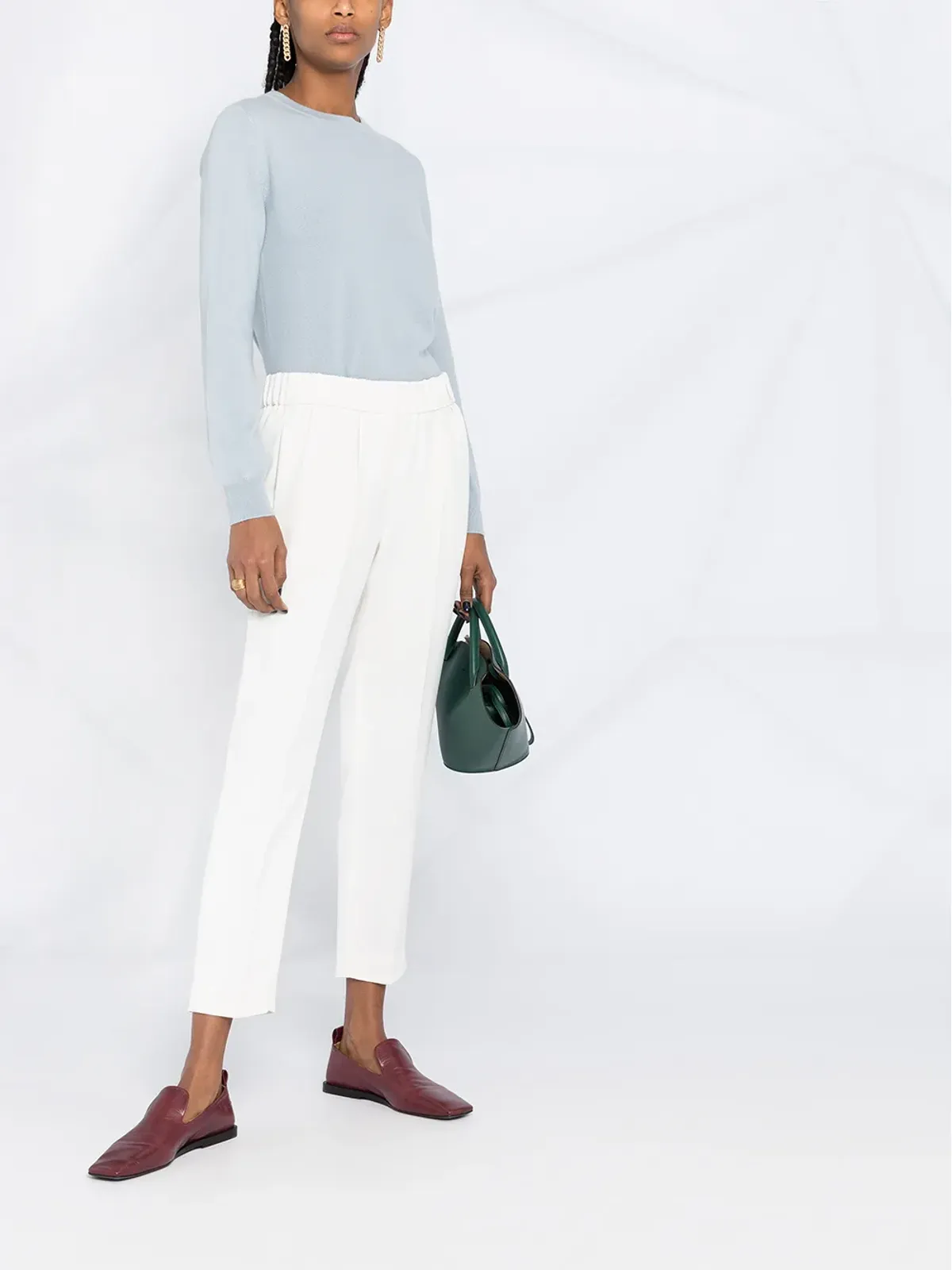Brunello Cucinelli エラスティックテーパードパンツ - White - 画像4