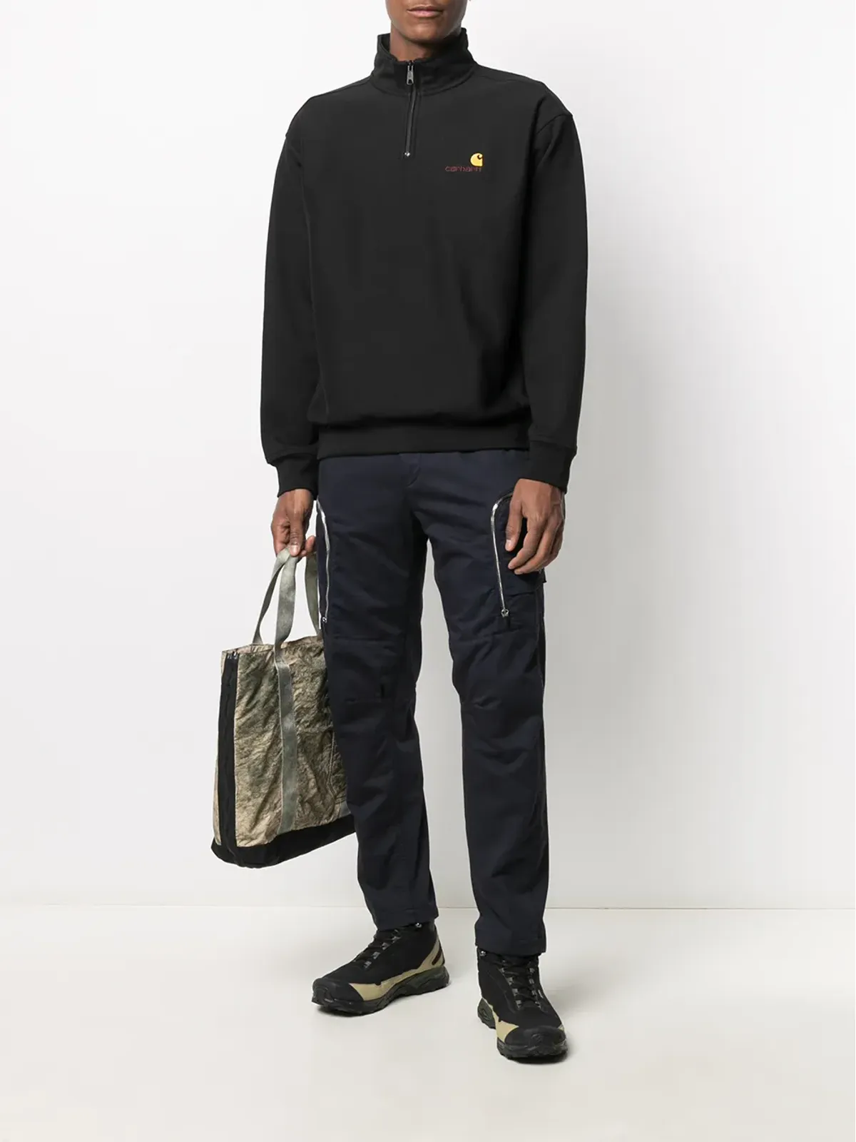 Carhartt WIP ショートジップ ロゴ スウェットシャツ - 画像2