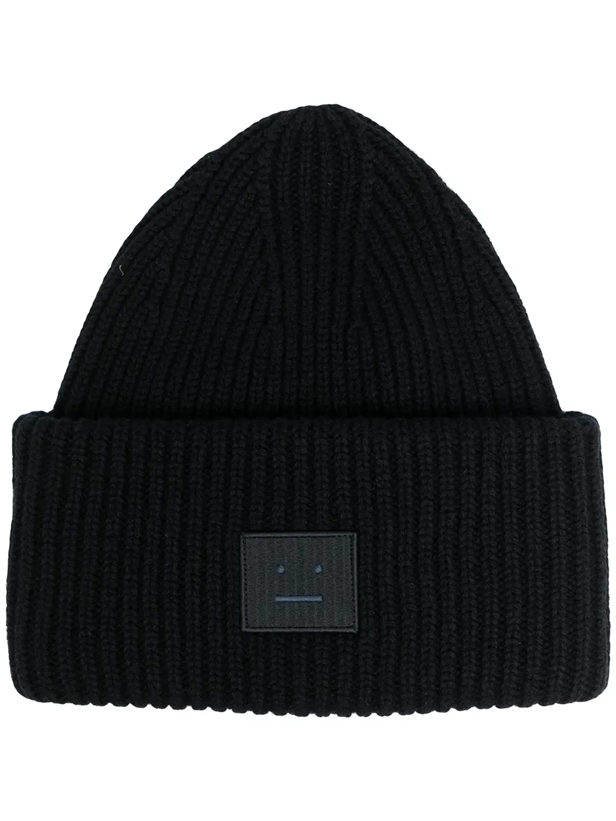 Acne Studios フェイスパッチリブニットビーニー - ブラック - 画像1