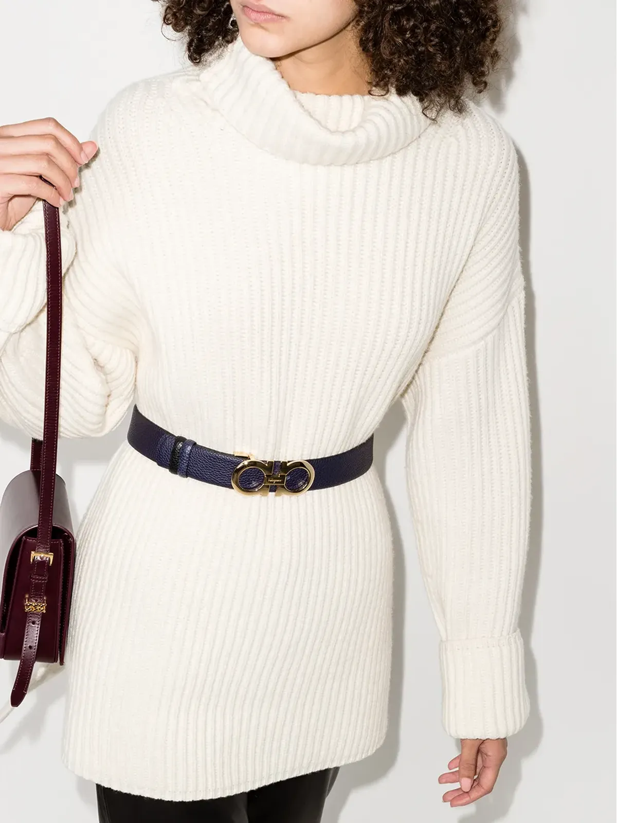 Ferragamo レザー ガンチーニバックル ベルト ブルー - 画像2