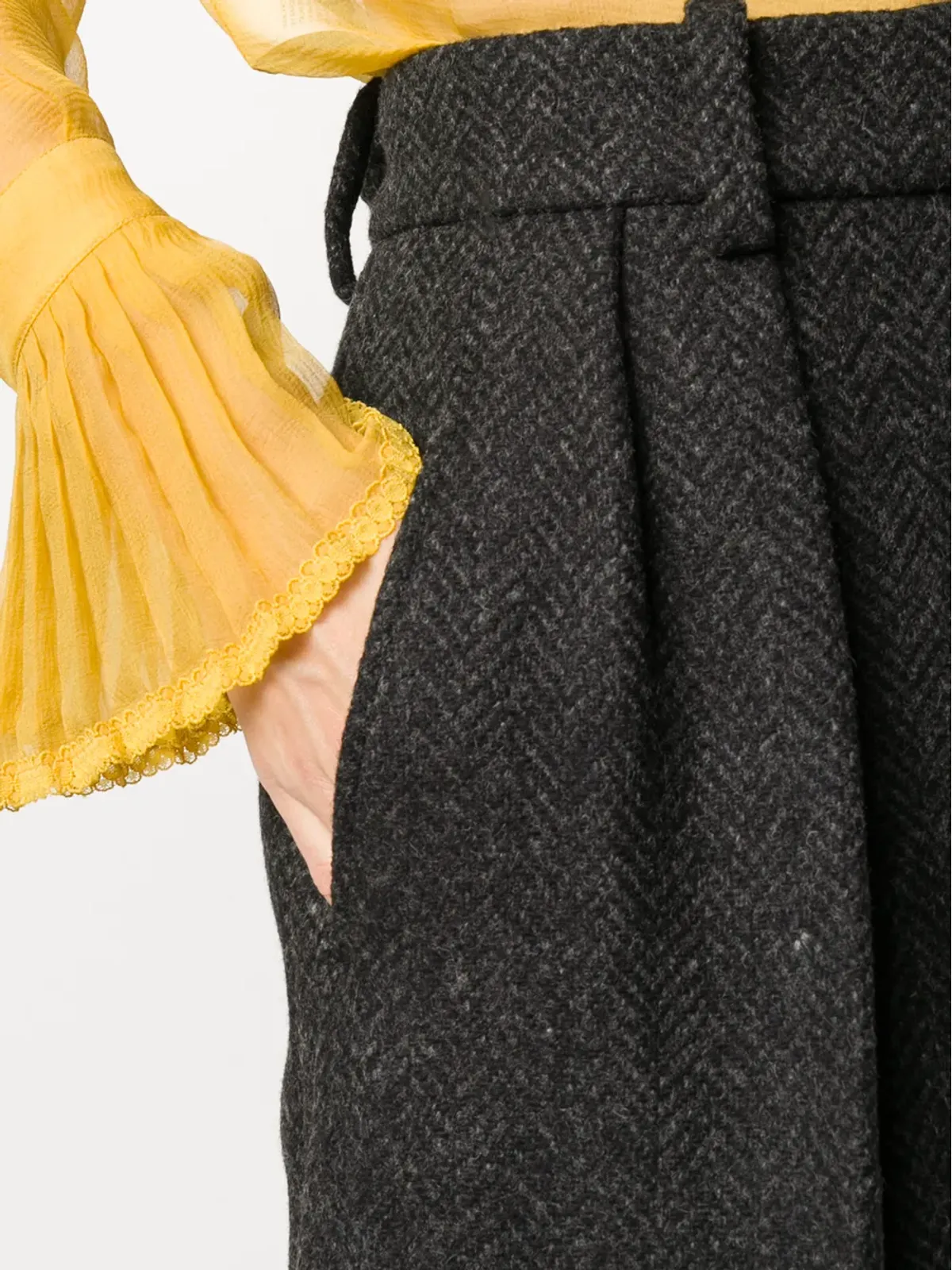 Valentino Garavani テーラード ヘリンボーンパンツ グレー - 画像5