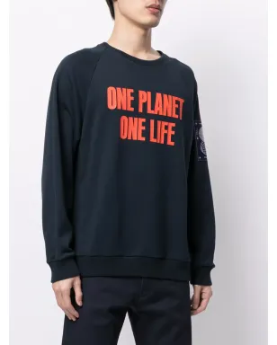 Ports V ONE PLANET ONE LIFE ロゴプリント スウェットシャツ - ブルー - サムネイル4