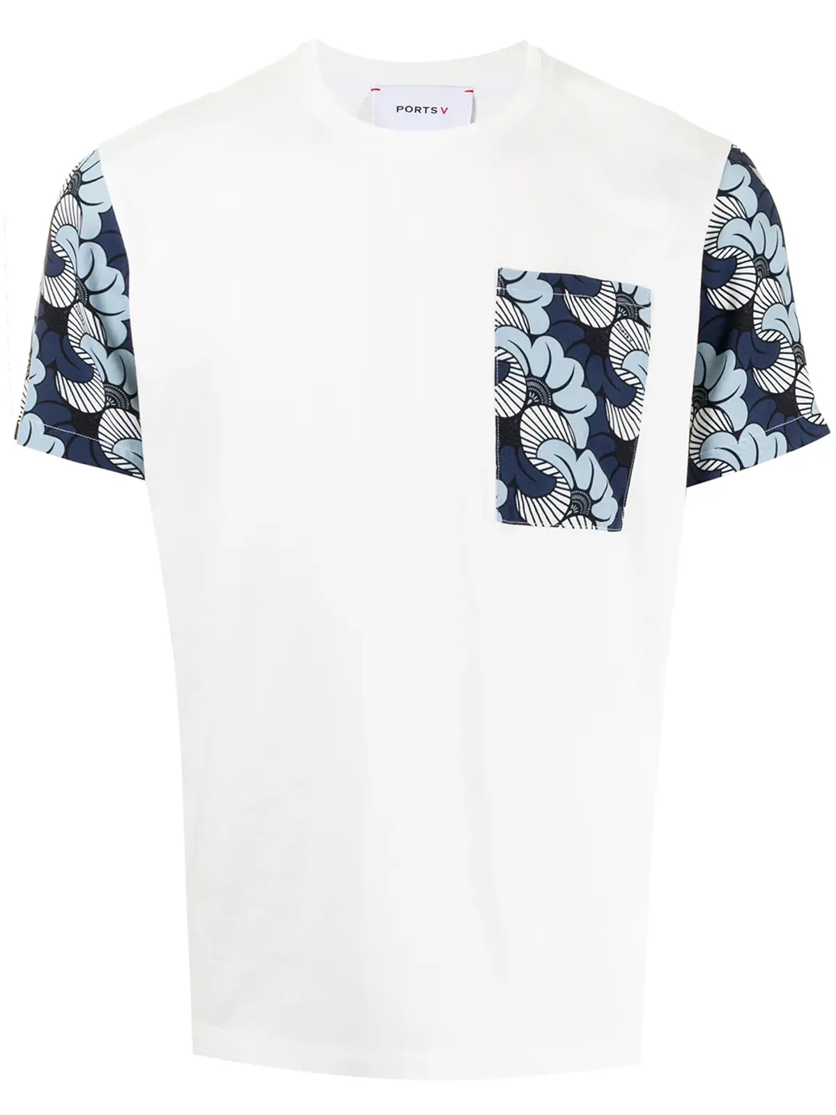 Ports V 花柄プリント パネル切替 Tシャツ - 画像1