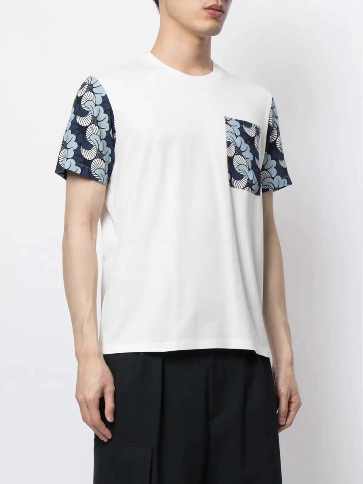 Ports V 花柄プリント パネル切替 Tシャツ - 画像3