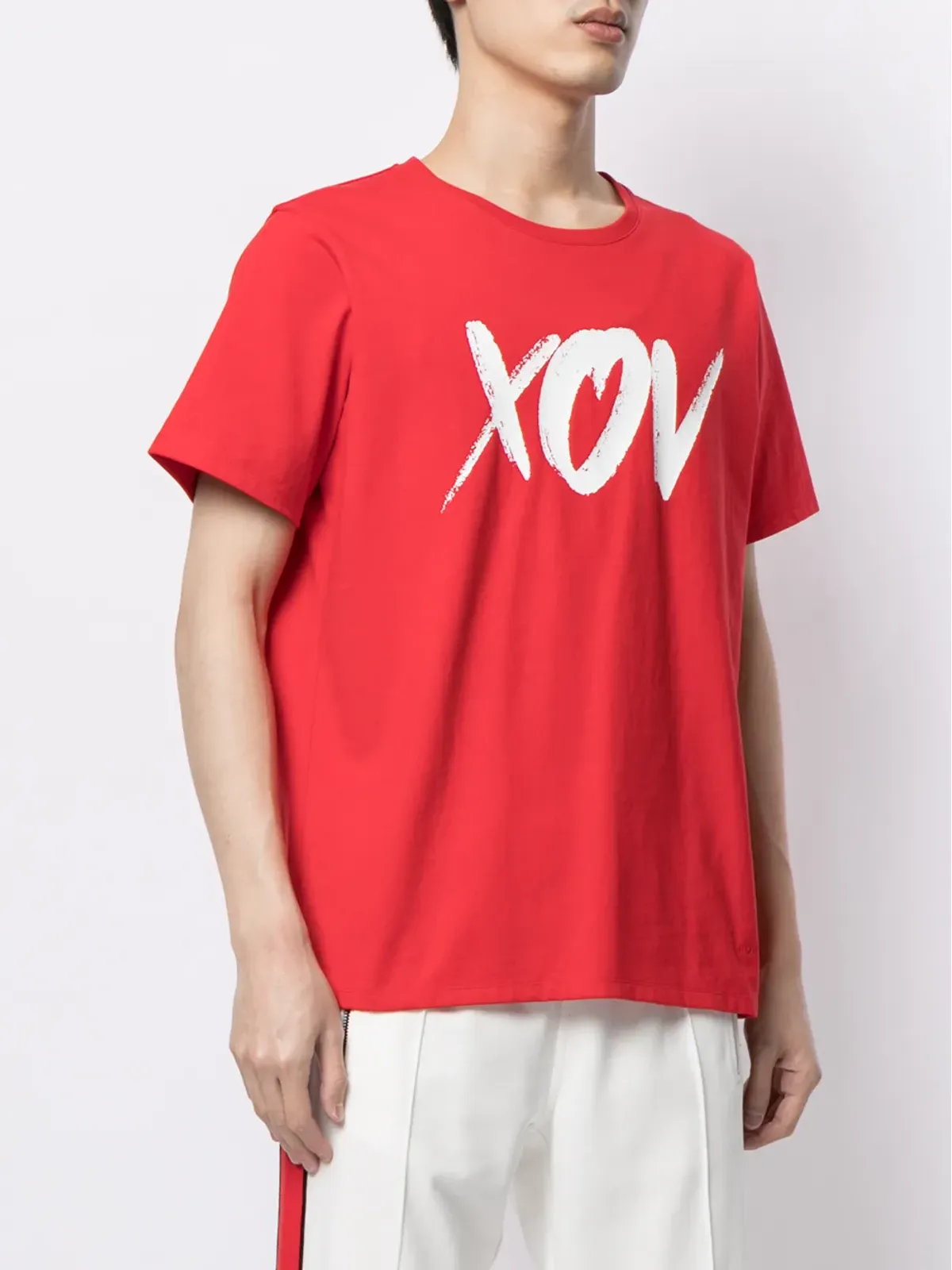 Ports V スローガンプリント半袖Tシャツ - レッド - 画像4