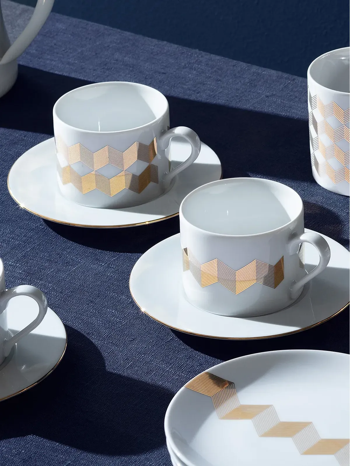 LSA International Chevron tea plates (set of 4) - White - 画像5