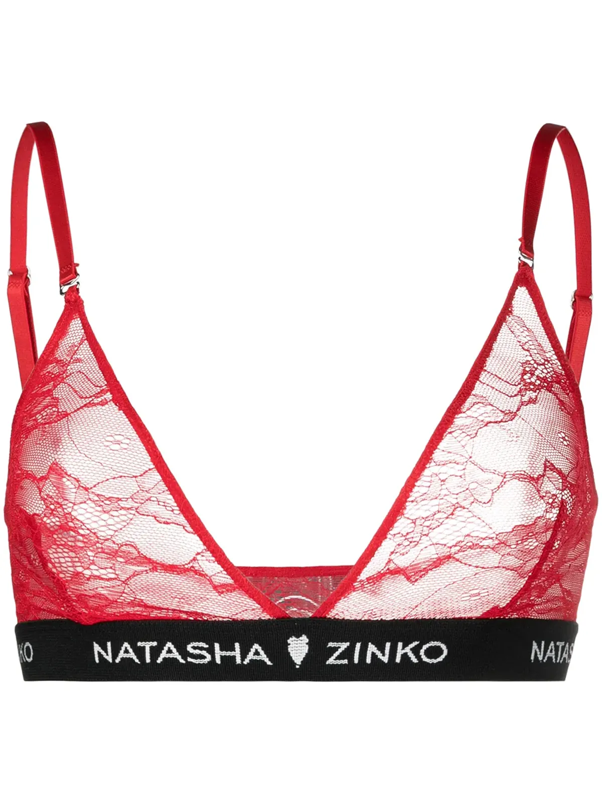 Natasha Zinko ロゴバンド トライアングルレース ブラジャー - 画像1