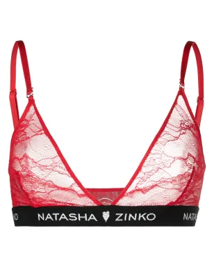 Natasha Zinko ロゴバンド トライアングルレース ブラジャー - サムネイル1
