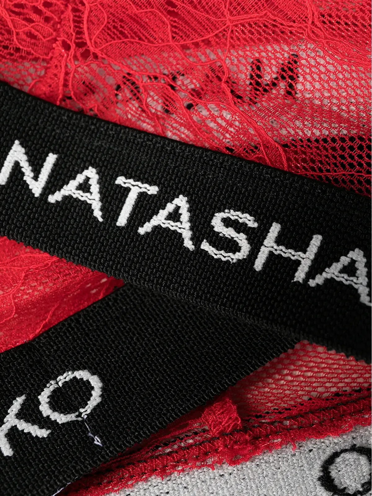 Natasha Zinko ロゴバンド トライアングルレース ブラジャー - 画像3