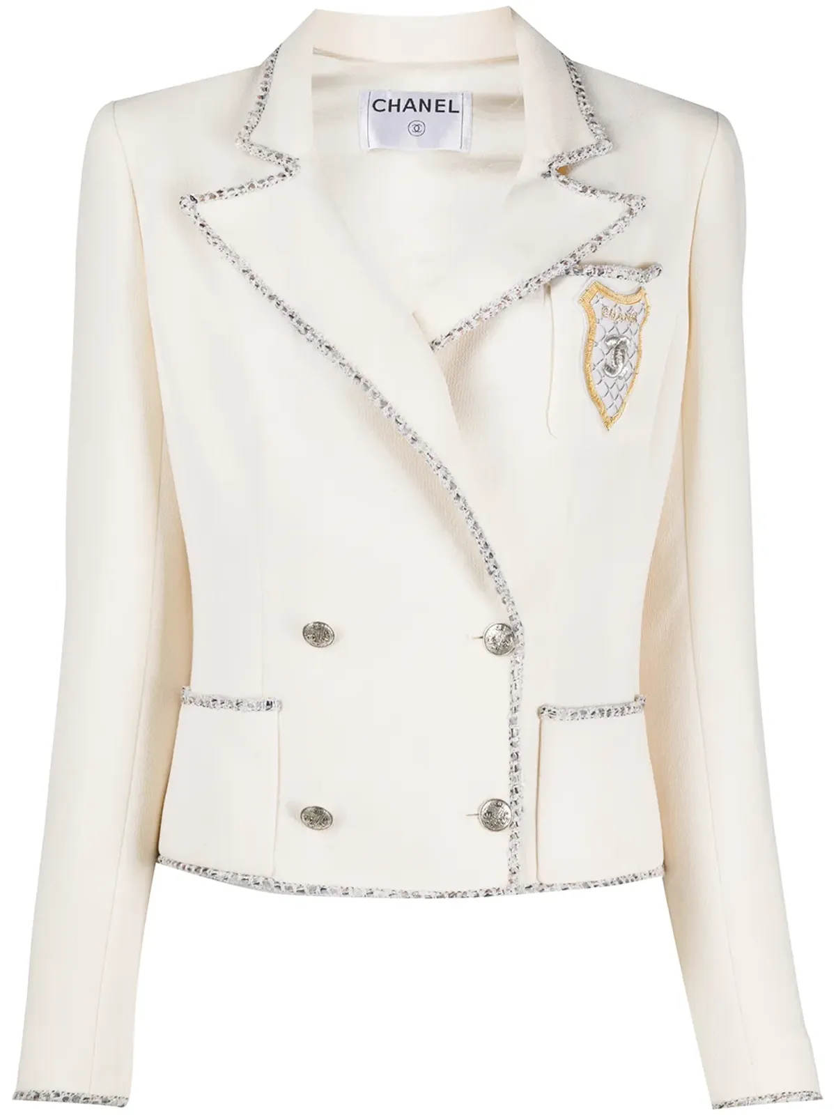 CHANEL Pre-Owned 2000s ツイードトリムジャケット - White - 画像1