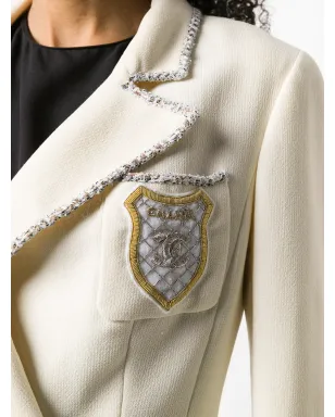 CHANEL Pre-Owned 2000s ツイードトリムジャケット - White - サムネイル5