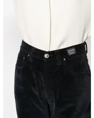 Versace Pre-Owned 1990年代ベルベットストレートパンツ - ブラック - サムネイル5