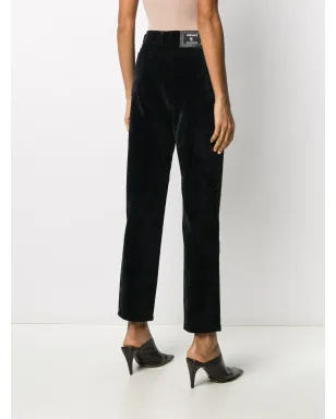 Versace Pre-Owned 1990年代ベルベットストレートパンツ - ブラック - サムネイル4