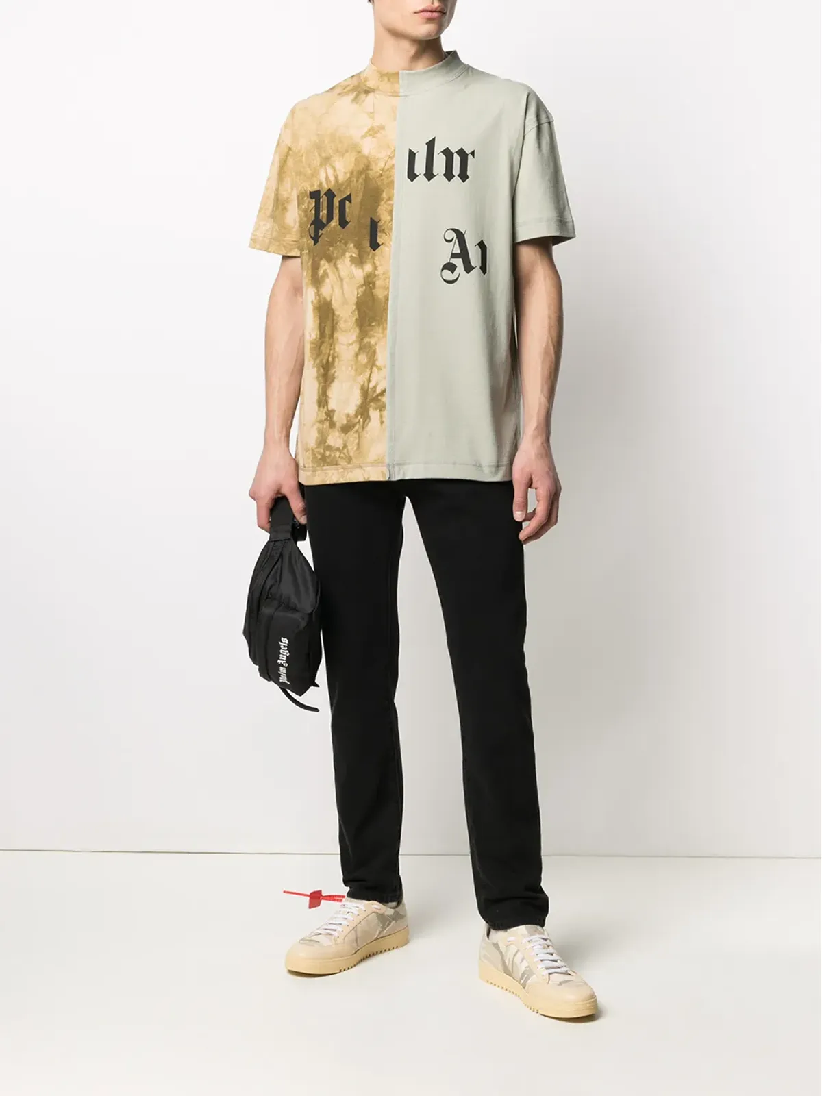 Palm Angels ブロークンロゴ パネルドTシャツ - 画像2