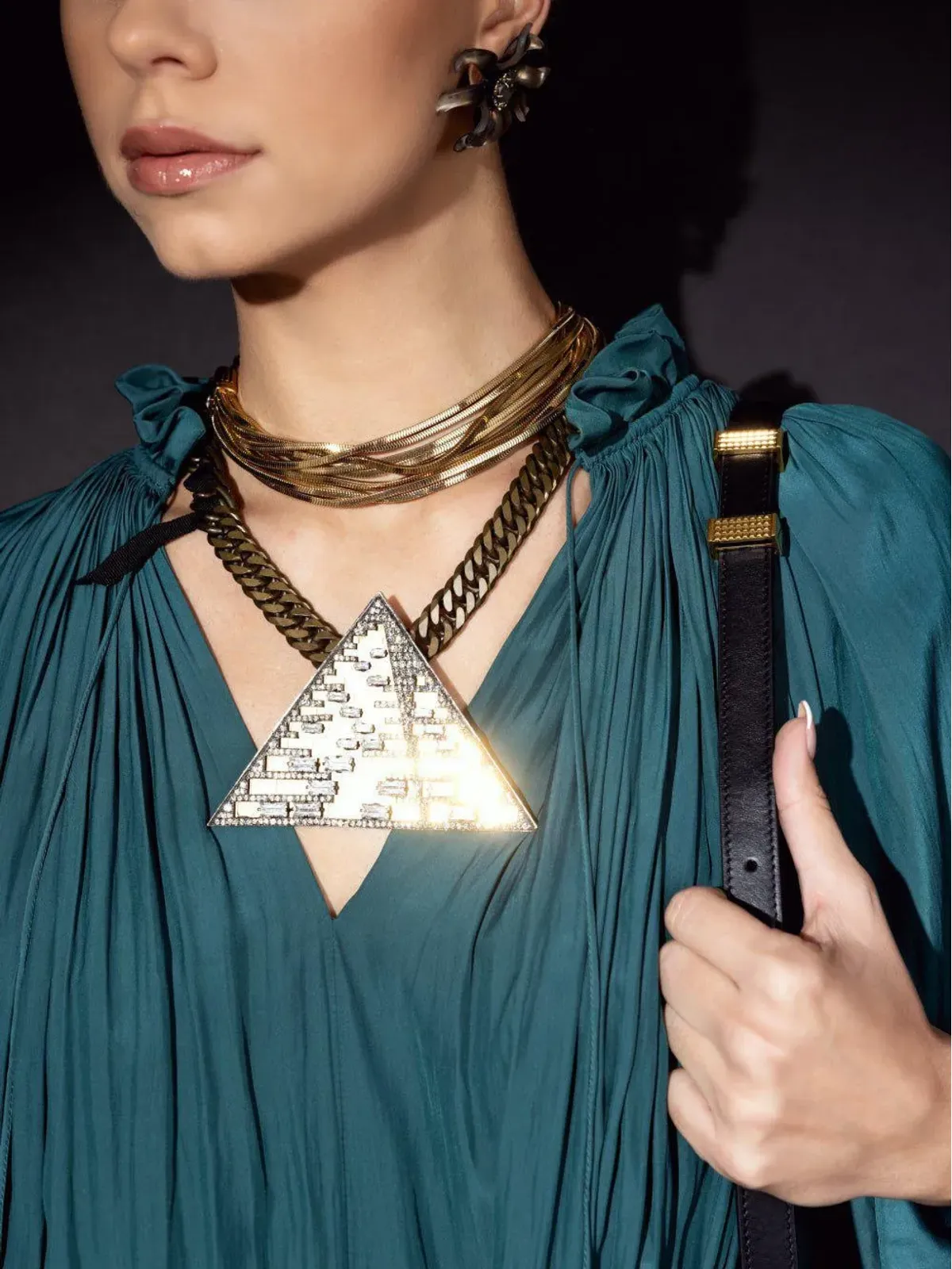 Lanvin イエローゴールド アールデコ ネックレス - 画像4