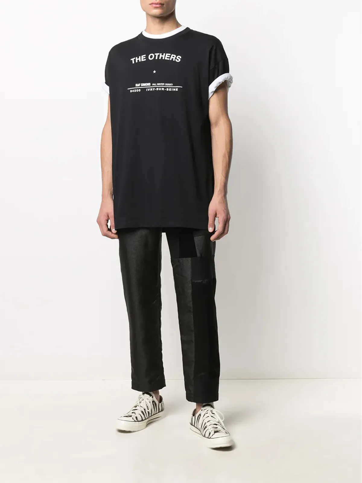 Black Comme Des Garçons パッチワークストレートレッグパンツ - 画像2