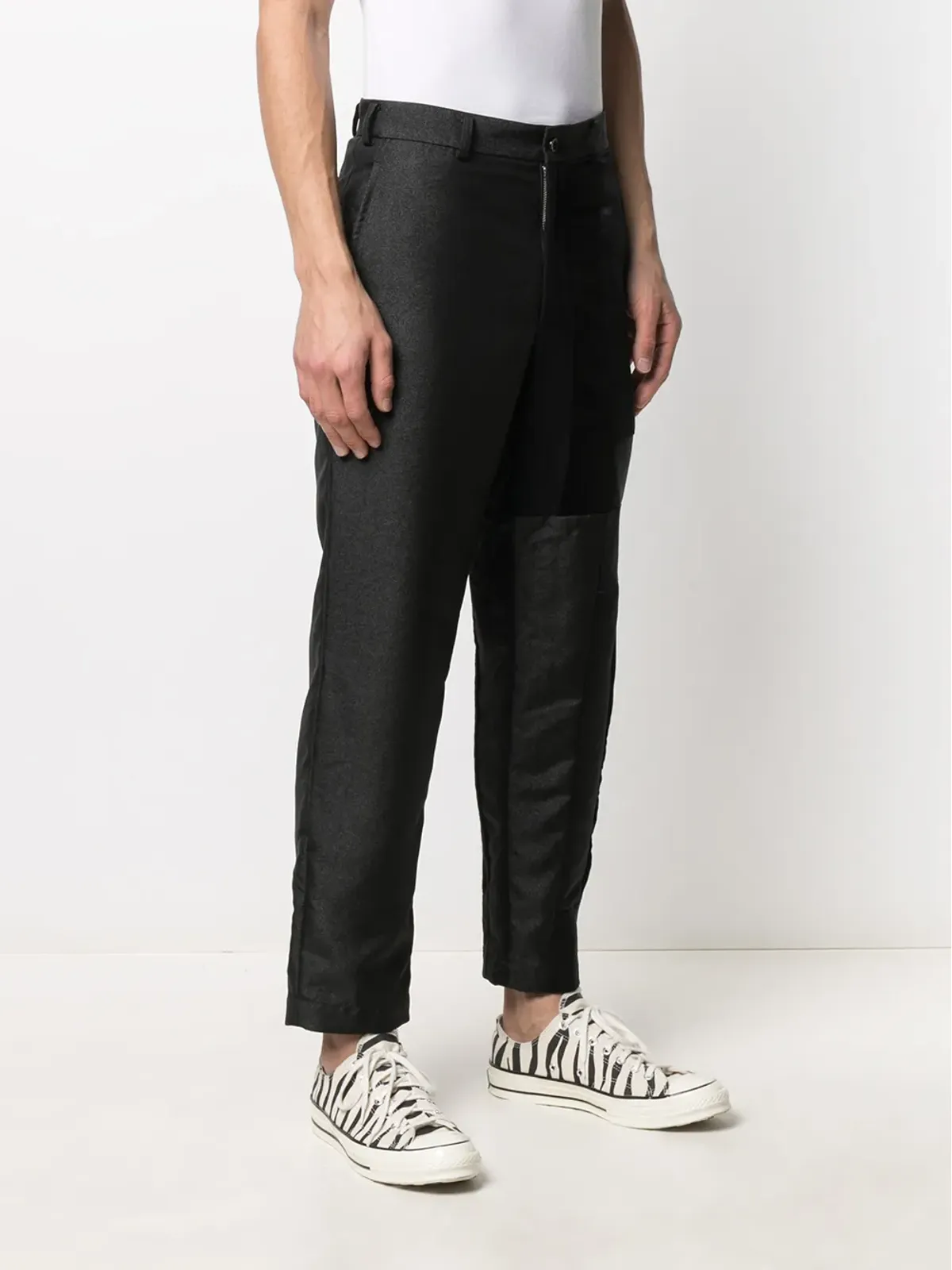 Black Comme Des Garçons パッチワークストレートレッグパンツ - 画像3