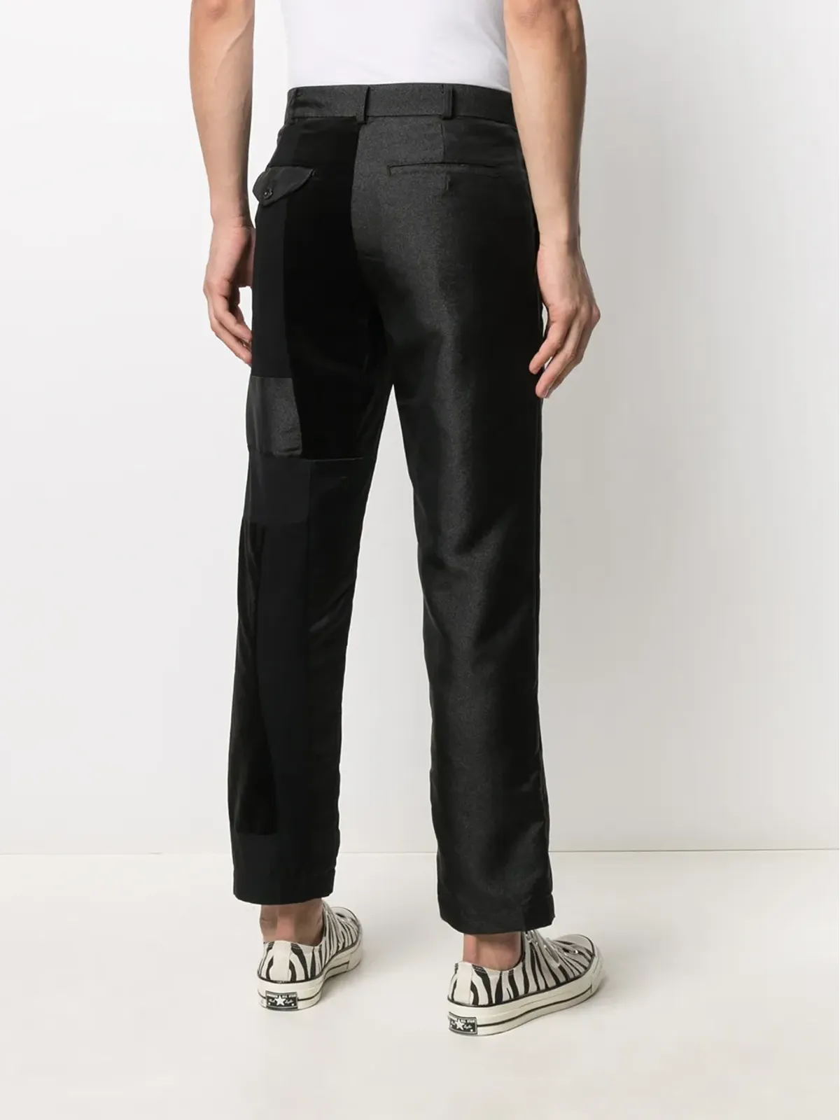 Black Comme Des Garçons パッチワークストレートレッグパンツ - 画像4