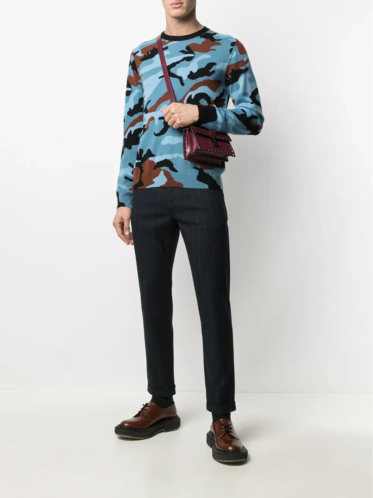 Valentino Garavani カモフラージュ柄インターシャ編みカシミアジャンパー - 画像2