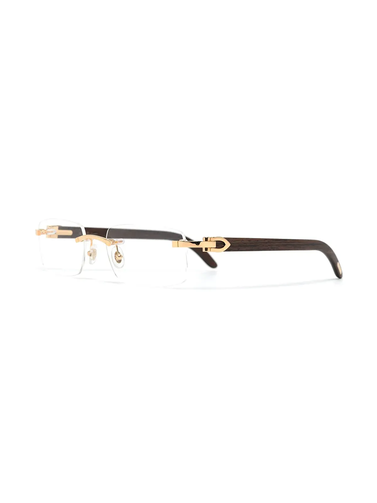 Cartier Eyewear アイビザ スクエアフレーム眼鏡 ブラウン - 画像2