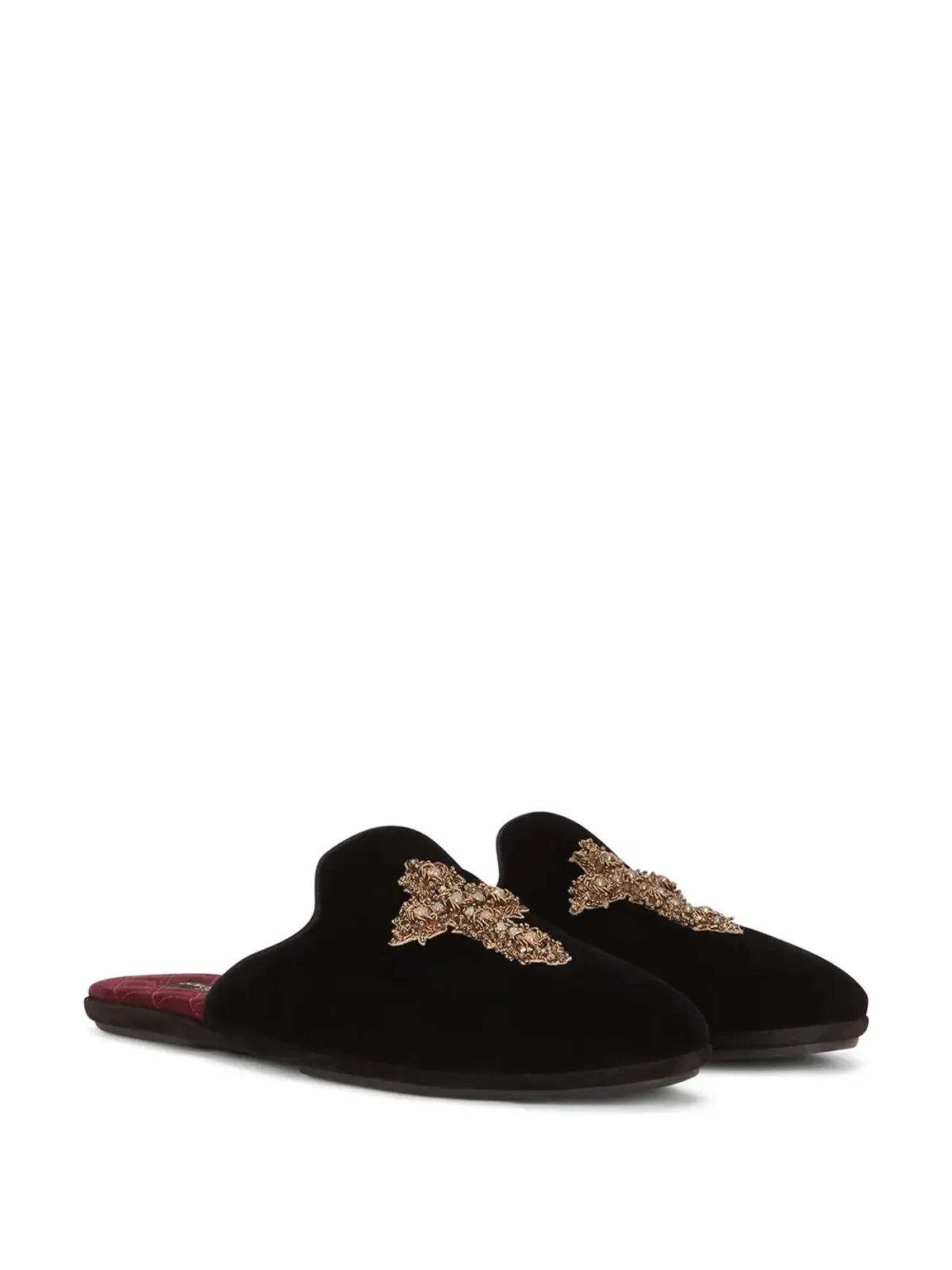 Dolce & Gabbana 刺繍ベルベット Sartoria Eccentrica スリッパ - ブラック - 画像2