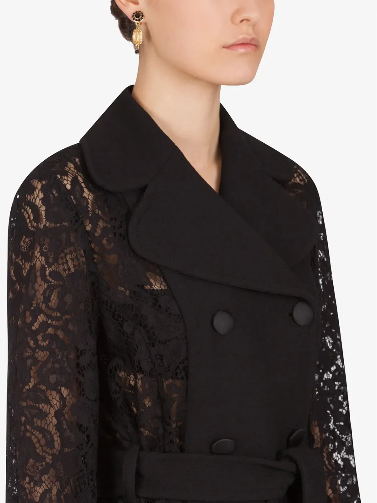 Dolce & Gabbana lace-detail double-breasted coat - 画像5