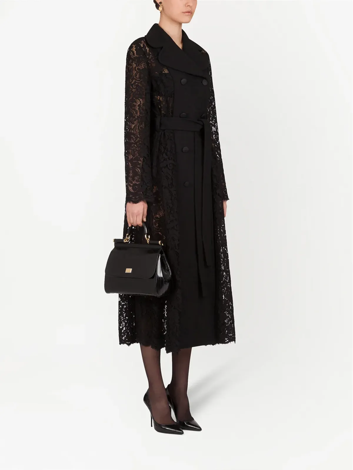 Dolce & Gabbana lace-detail double-breasted coat - 画像2
