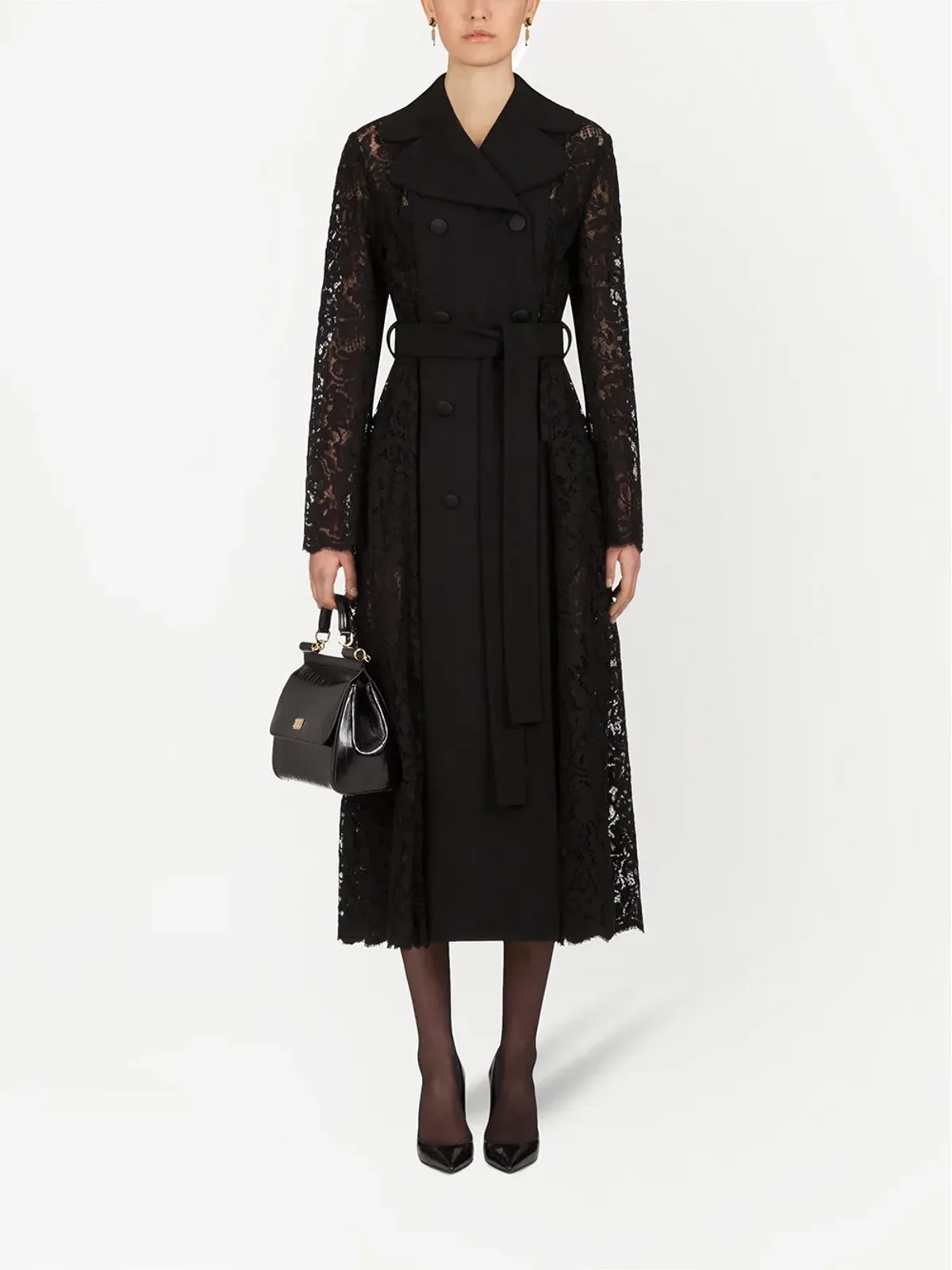 Dolce & Gabbana lace-detail double-breasted coat - 画像3