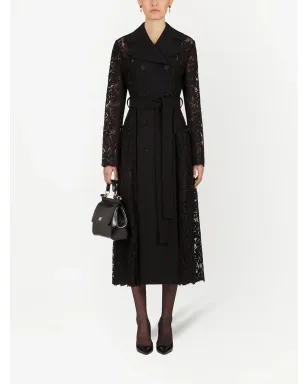 Dolce & Gabbana lace-detail double-breasted coat - サムネイル3