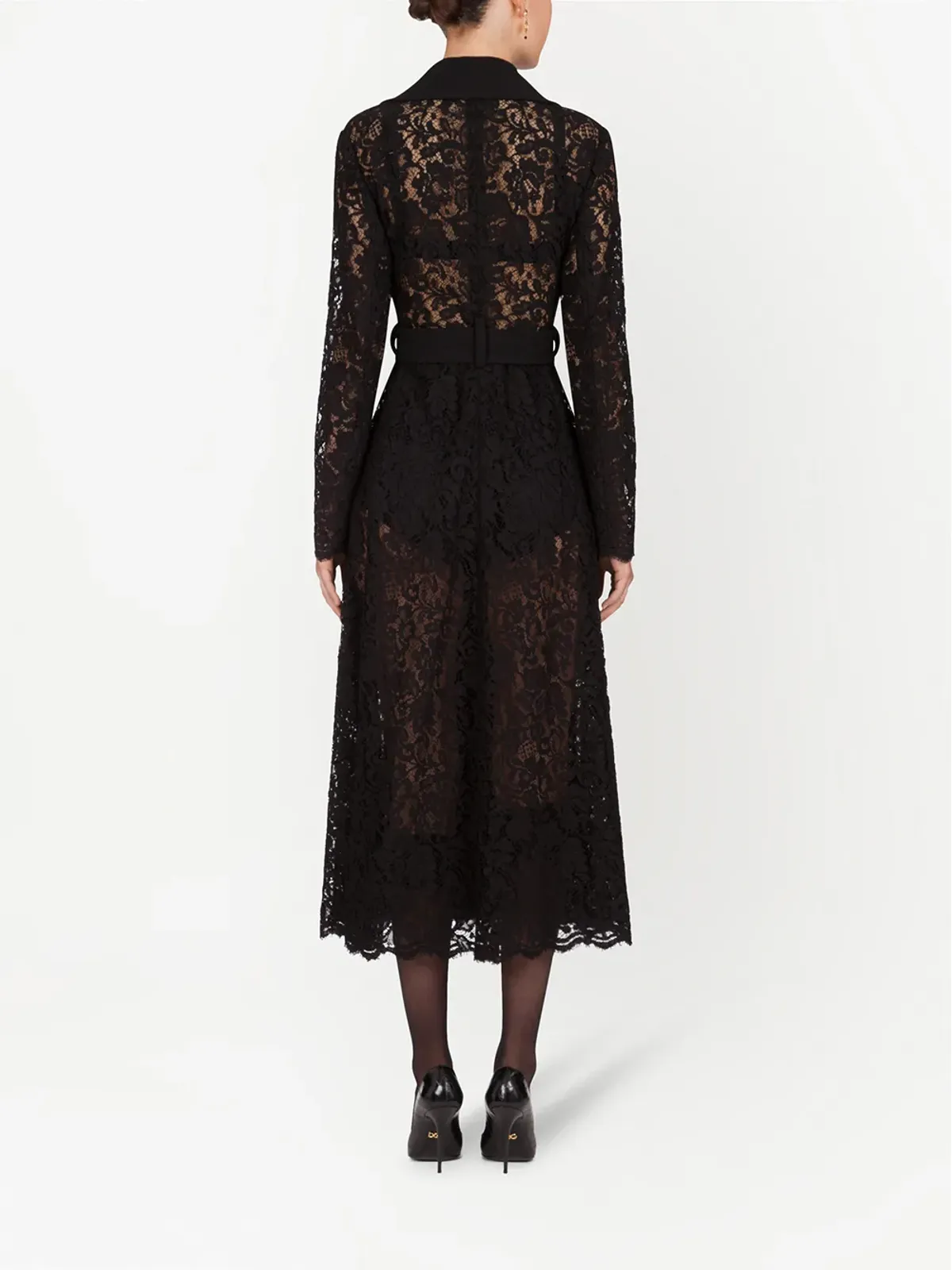 Dolce & Gabbana lace-detail double-breasted coat - 画像4