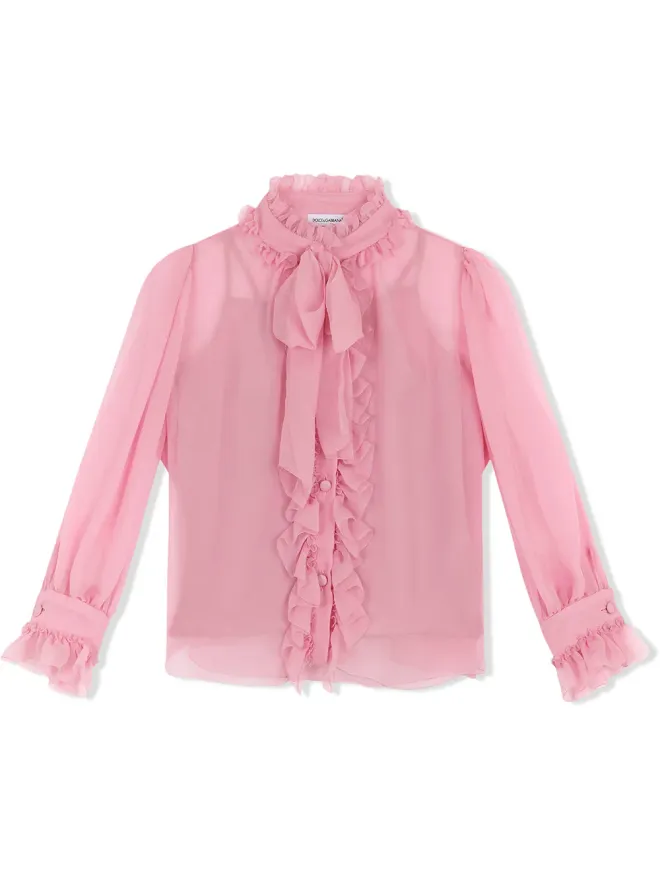 Dolce & Gabbana Kids Dolce & Gabbana Kids パウボウ付きシルクシャツの商品画像