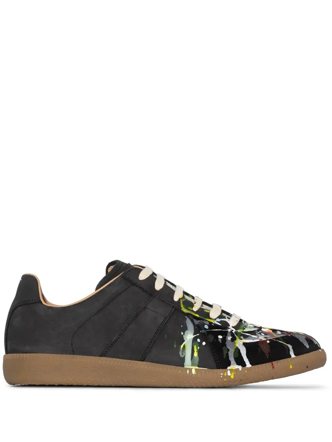 Maison Margiela Maison Margiela ペイント Replica ロー・トップスニーカー - ブラックの商品画像